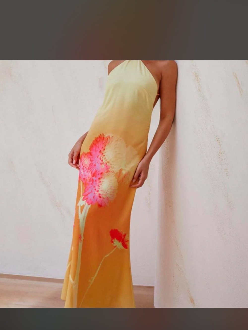 Peppermayo Yellow/Orange/Pink Halter Maxi Dress - Picture 4 of 7